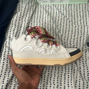 Stylish White Sneakers with Colorful Laces